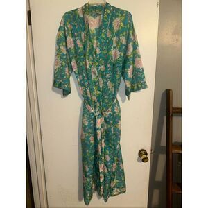 Vintage  Erika Taylor Intimates Women's Floral Satin Robe Size L Large